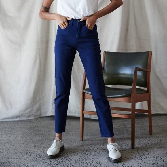 afends blondies stone blue high waist slim jeans